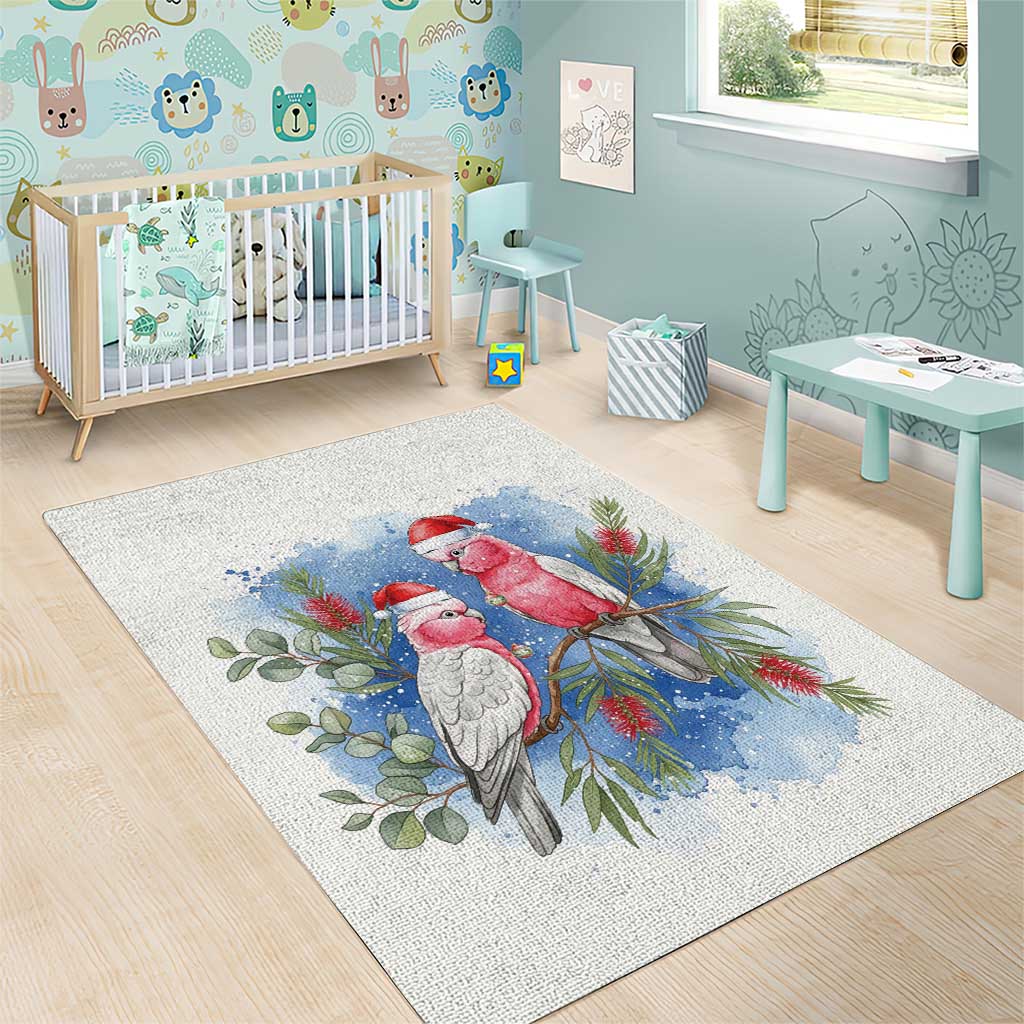Australia Christmas Area Rug Aussie Galah Santa Watercolor Style - Aussie Hoodie