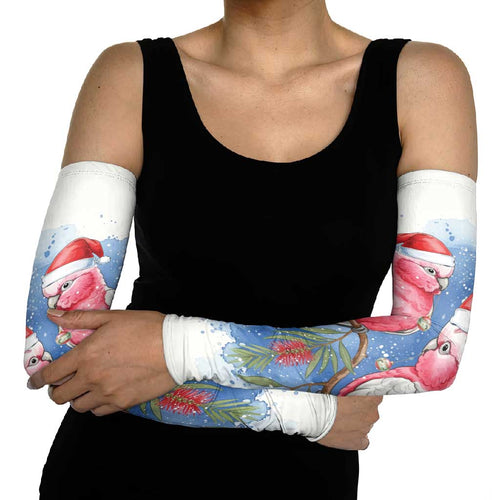 Australia Christmas Arm Sleeves Aussie Galah Santa Watercolor Style - Aussie Hoodie