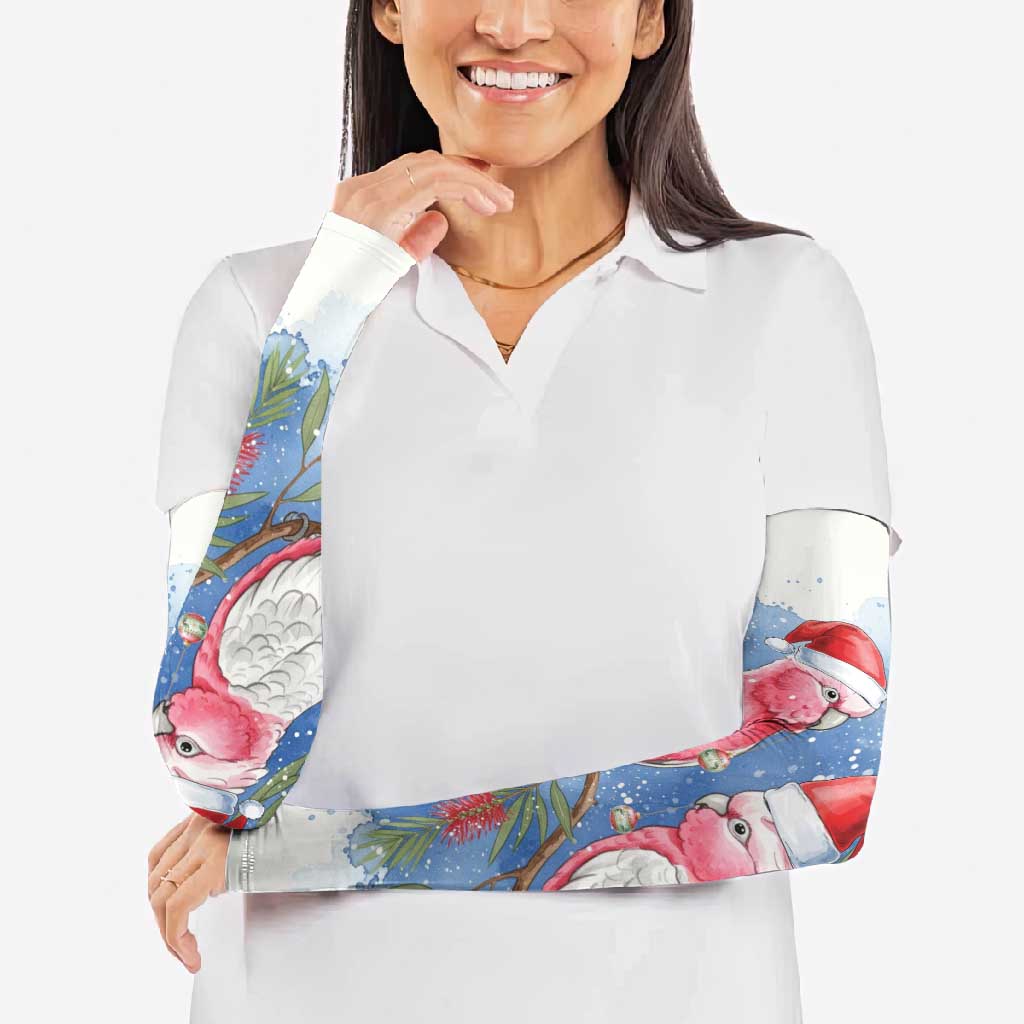 Australia Christmas Arm Sleeves Aussie Galah Santa Watercolor Style - Aussie Hoodie