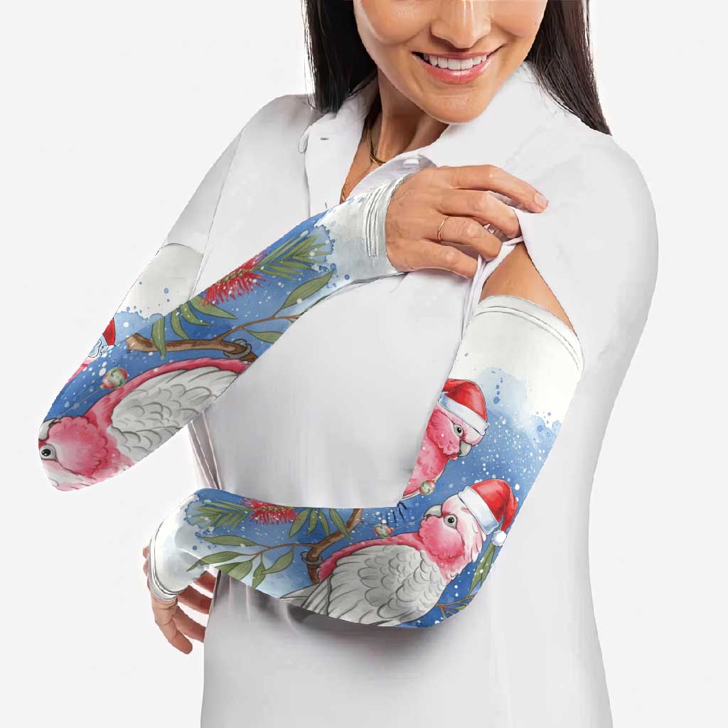 Australia Christmas Arm Sleeves Aussie Galah Santa Watercolor Style - Aussie Hoodie
