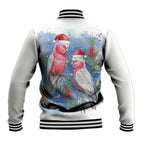 Australia Christmas Baseball Jacket Aussie Galah Santa Watercolor Style - Aussie Hoodie