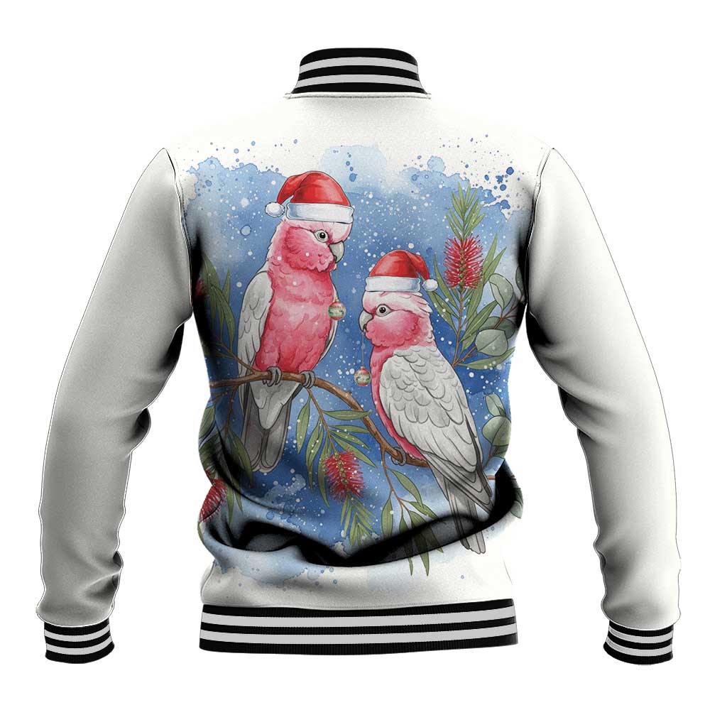 Australia Christmas Baseball Jacket Aussie Galah Santa Watercolor Style - Aussie Hoodie