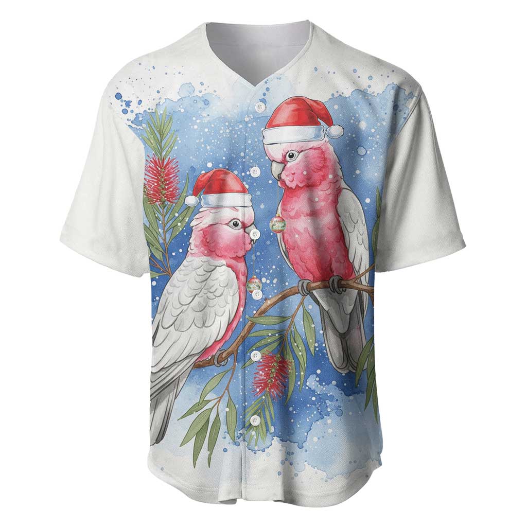 Australia Christmas Baseball Jersey Aussie Galah Santa Watercolor Style - Aussie Hoodie