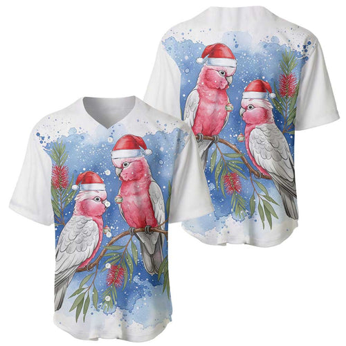 Australia Christmas Baseball Jersey Aussie Galah Santa Watercolor Style - Aussie Hoodie