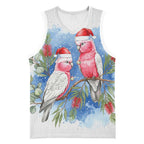 Australia Christmas Basketball Jersey Aussie Galah Santa Watercolor Style - Aussie Hoodie