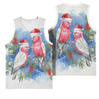 Australia Christmas Basketball Jersey Aussie Galah Santa Watercolor Style - Aussie Hoodie