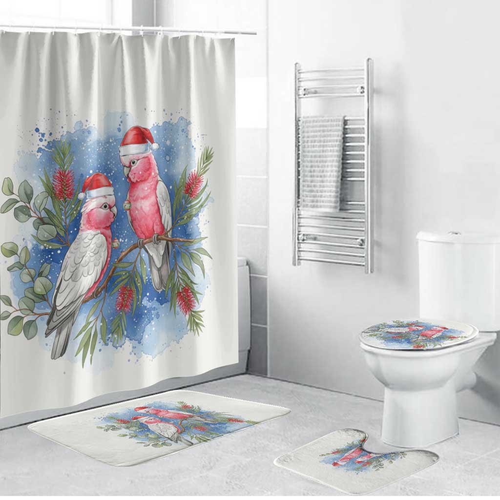 Australia Christmas Bathroom Set Aussie Galah Santa Watercolor Style - Aussie Hoodie