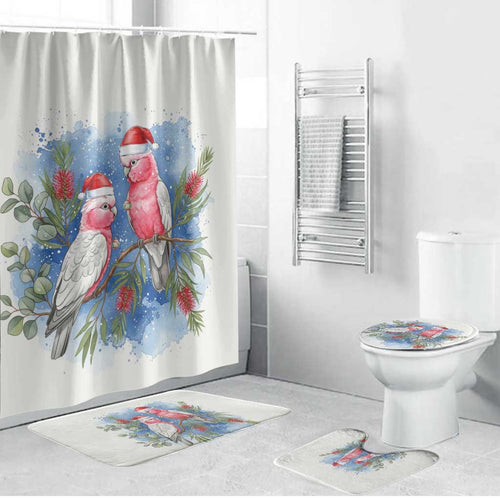 Australia Christmas Bathroom Set Aussie Galah Santa Watercolor Style - Aussie Hoodie
