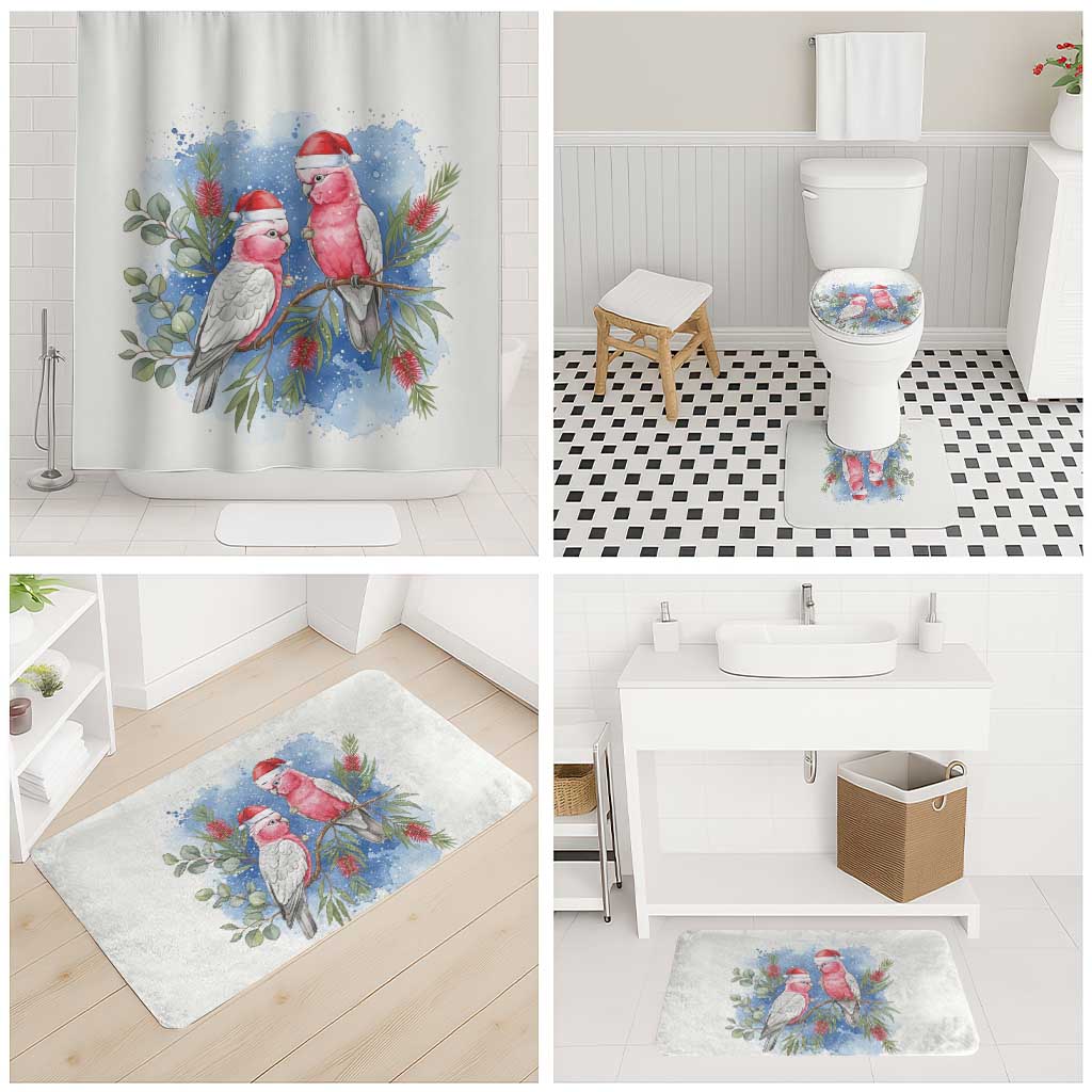 Australia Christmas Bathroom Set Aussie Galah Santa Watercolor Style - Aussie Hoodie