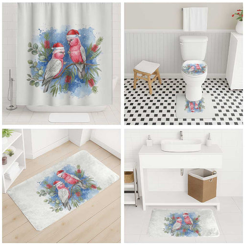 Australia Christmas Bathroom Set Aussie Galah Santa Watercolor Style - Aussie Hoodie