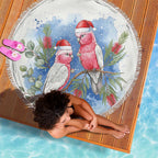 Australia Christmas Beach Blanket Aussie Galah Santa Watercolor Style - Aussie Hoodie
