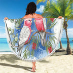 Australia Christmas Beach Blanket Aussie Galah Santa Watercolor Style - Aussie Hoodie