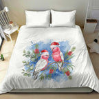 Australia Christmas Bedding Set Aussie Galah Santa Watercolor Style - Aussie Hoodie