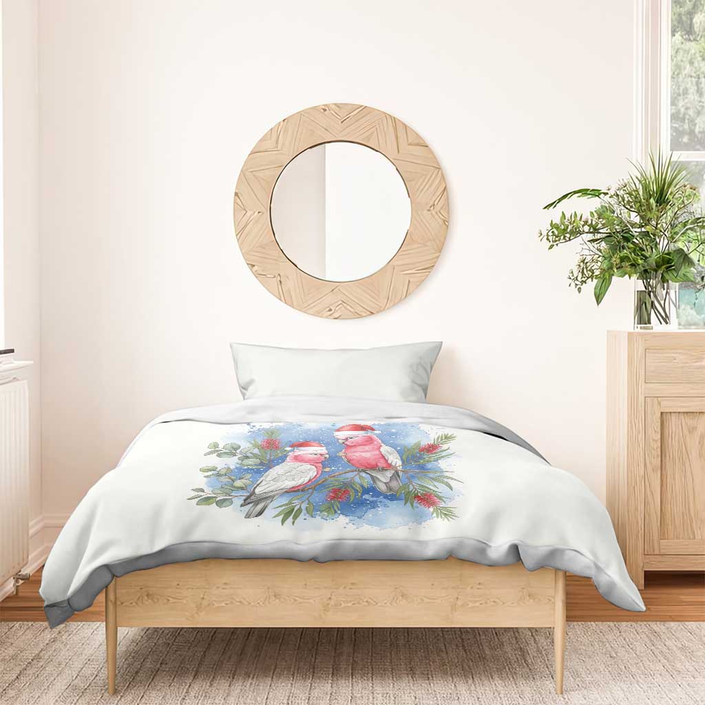 Australia Christmas Bedding Set Aussie Galah Santa Watercolor Style - Aussie Hoodie