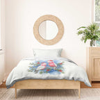 Australia Christmas Bedding Set Aussie Galah Santa Watercolor Style - Aussie Hoodie