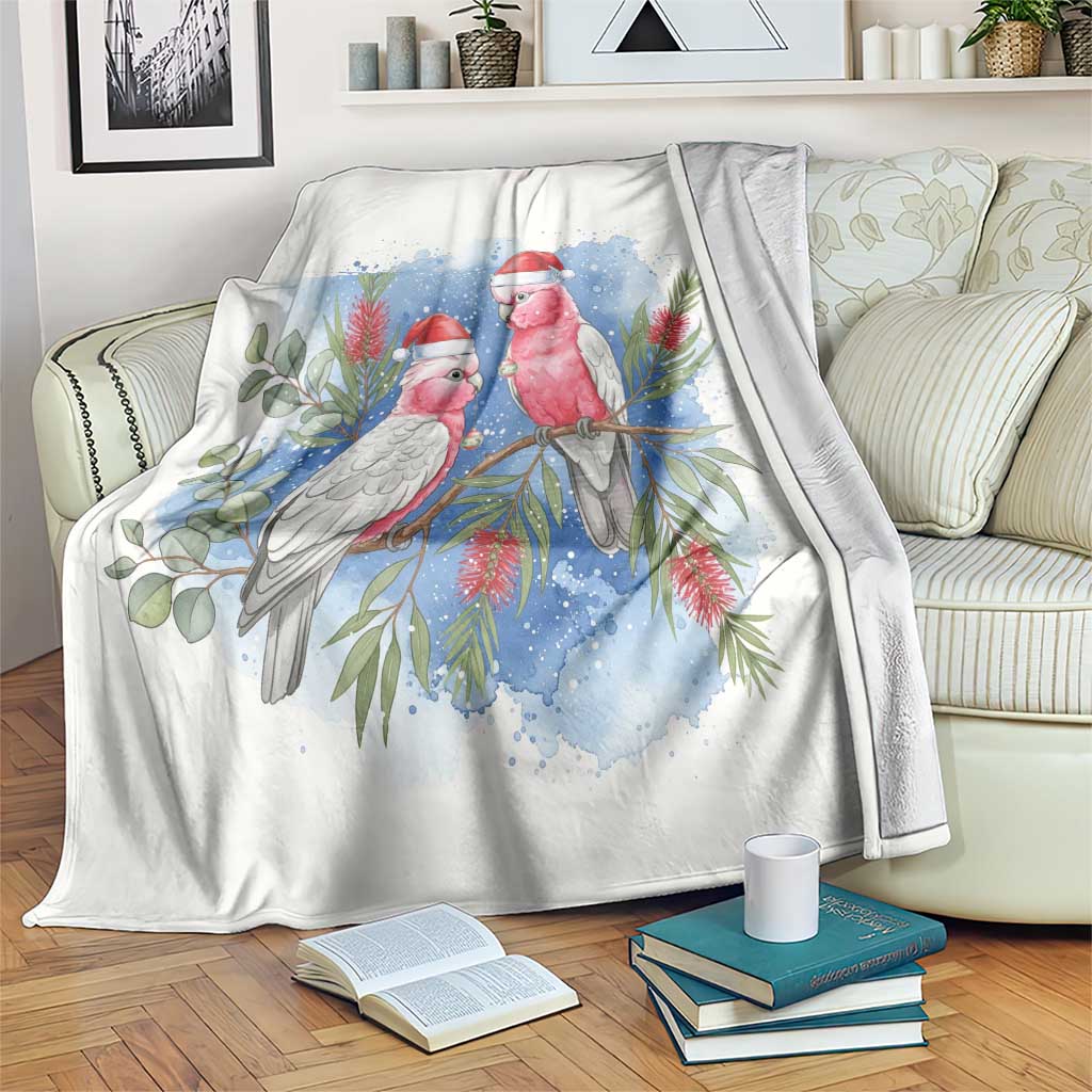 Australia Christmas Blanket Aussie Galah Santa Watercolor Style - Aussie Hoodie
