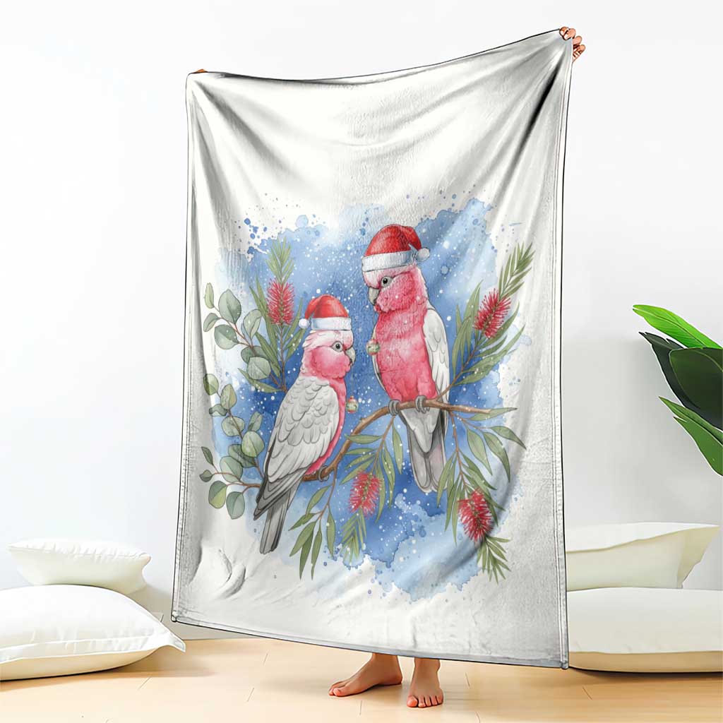 Australia Christmas Blanket Aussie Galah Santa Watercolor Style - Aussie Hoodie
