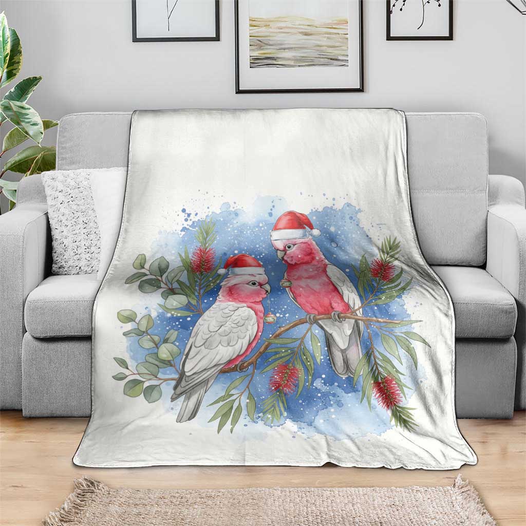 Australia Christmas Blanket Aussie Galah Santa Watercolor Style - Aussie Hoodie