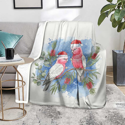 Australia Christmas Blanket Aussie Galah Santa Watercolor Style - Aussie Hoodie