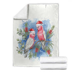 Australia Christmas Blanket Aussie Galah Santa Watercolor Style - Aussie Hoodie