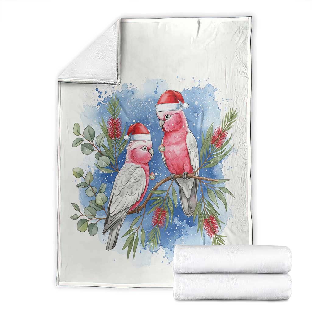 Australia Christmas Blanket Aussie Galah Santa Watercolor Style - Aussie Hoodie