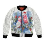 Australia Christmas Bomber Jacket Aussie Galah Santa Watercolor Style - Aussie Hoodie