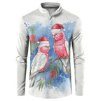 Australia Christmas Button Sweatshirt Aussie Galah Santa Watercolor Style - Aussie Hoodie
