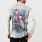 Australia Christmas Button Sweatshirt Aussie Galah Santa Watercolor Style - Aussie Hoodie