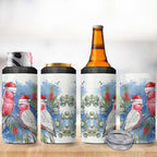 Australia Christmas 4 in 1 Can Cooler Tumbler Aussie Galah Santa Watercolor Style - Aussie Hoodie
