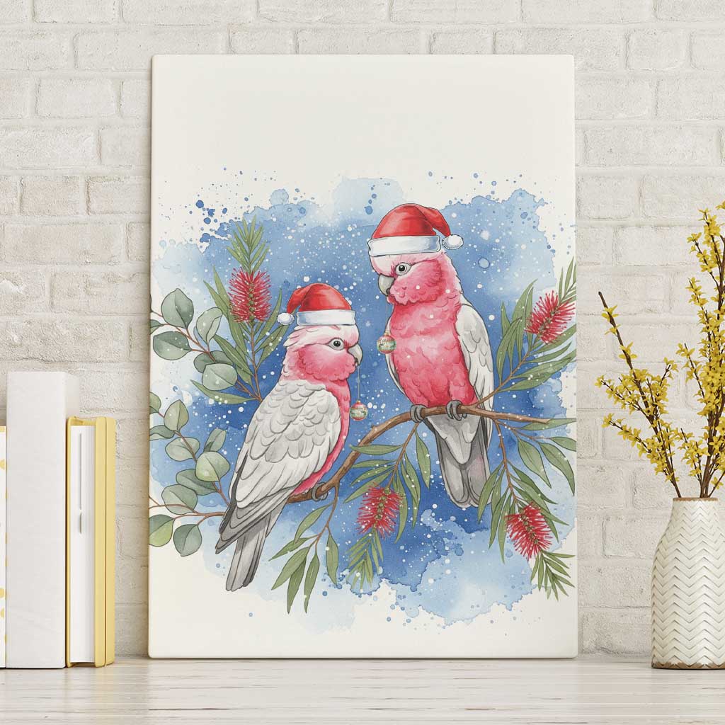 Australia Christmas Canvas Wall Art Aussie Galah Santa Watercolor Style - Aussie Hoodie