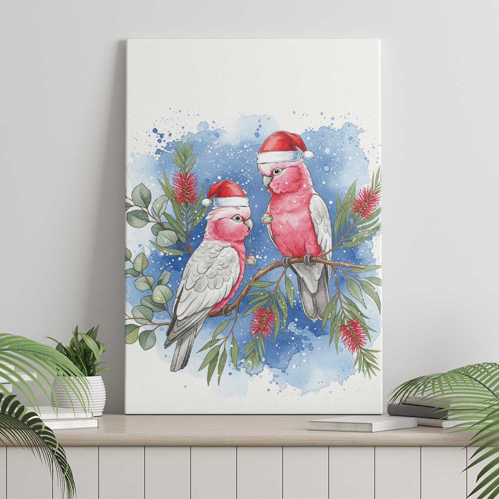 Australia Christmas Canvas Wall Art Aussie Galah Santa Watercolor Style - Aussie Hoodie