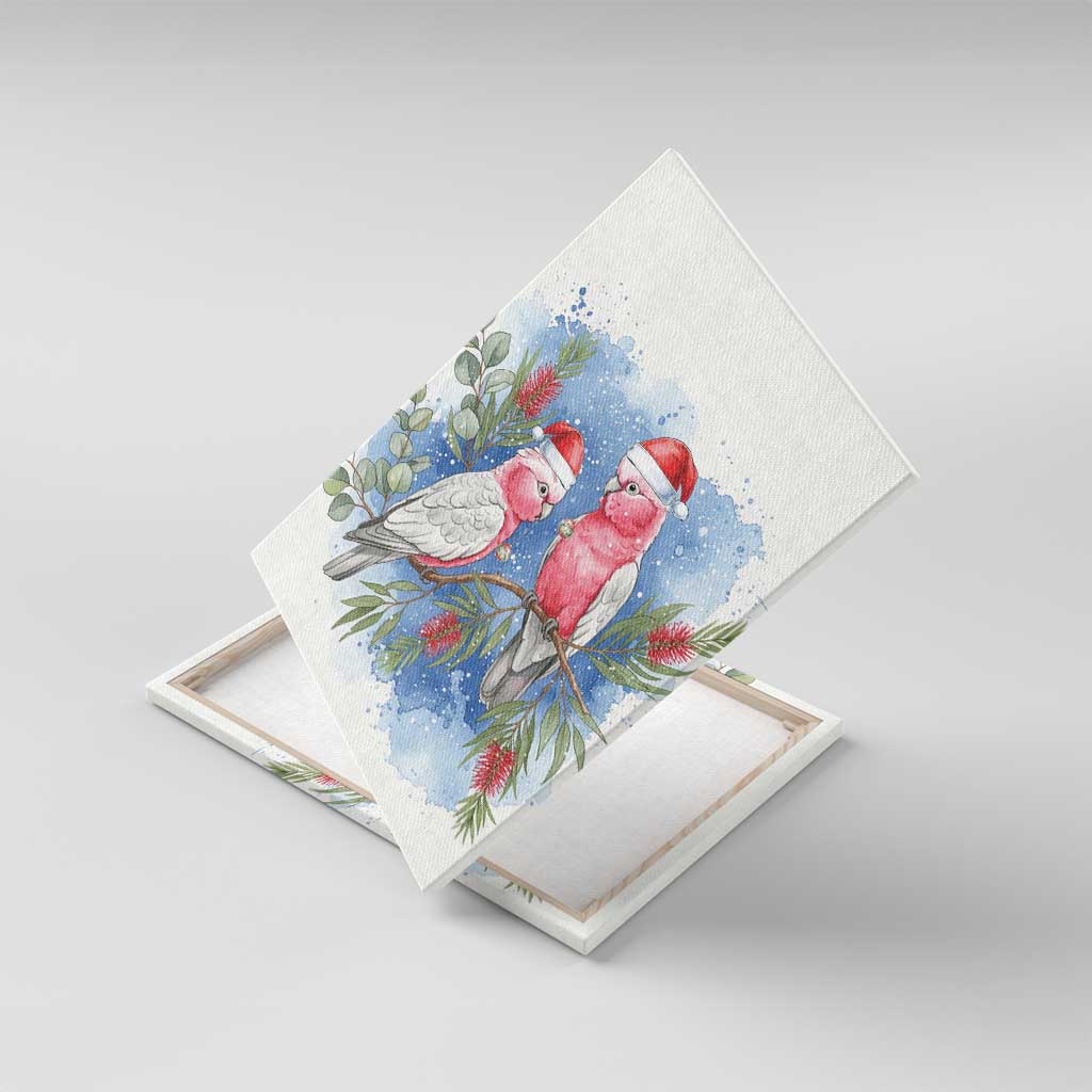 Australia Christmas Canvas Wall Art Aussie Galah Santa Watercolor Style - Aussie Hoodie