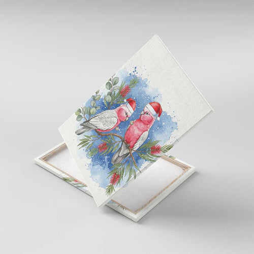 Australia Christmas Canvas Wall Art Aussie Galah Santa Watercolor Style - Aussie Hoodie