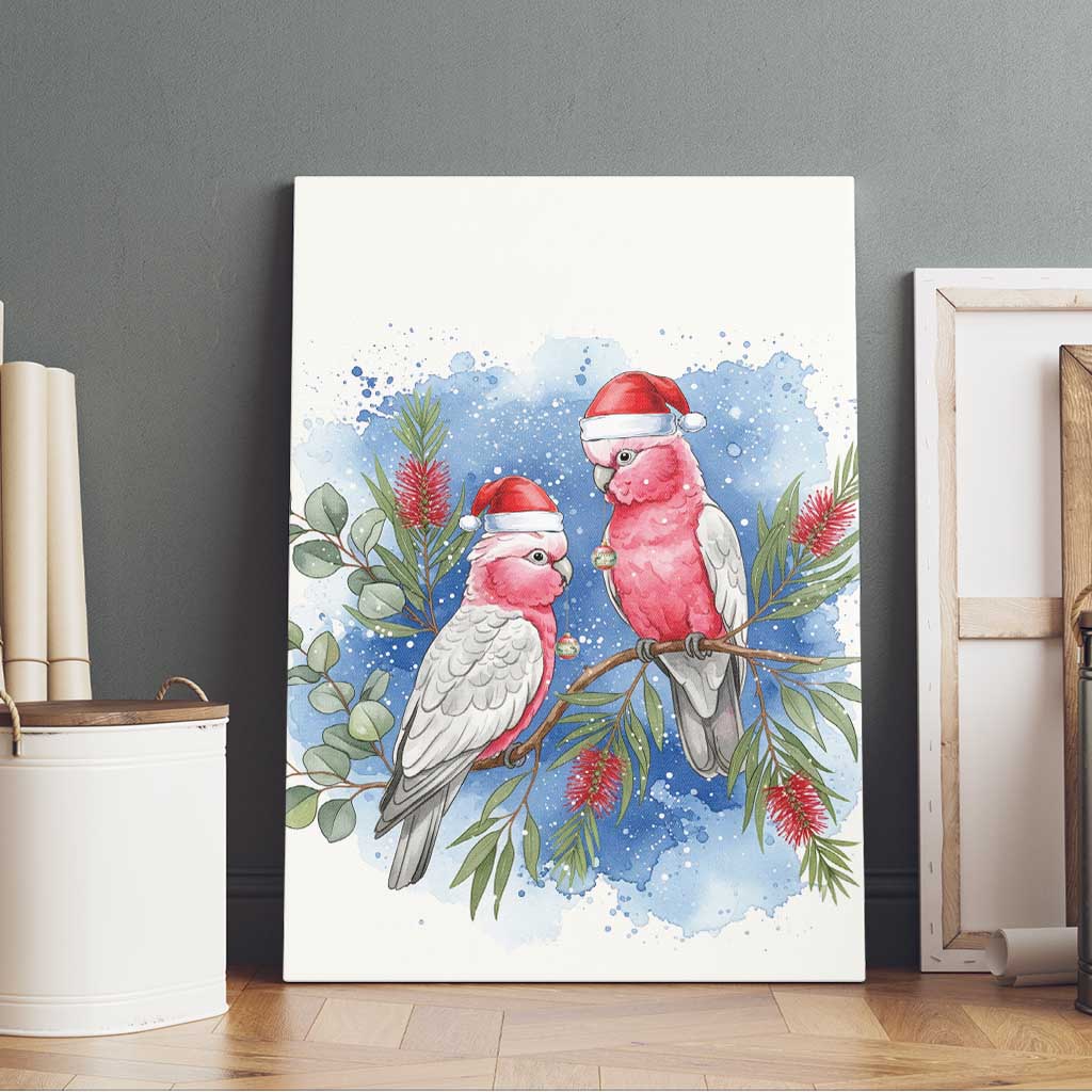 Australia Christmas Canvas Wall Art Aussie Galah Santa Watercolor Style - Aussie Hoodie