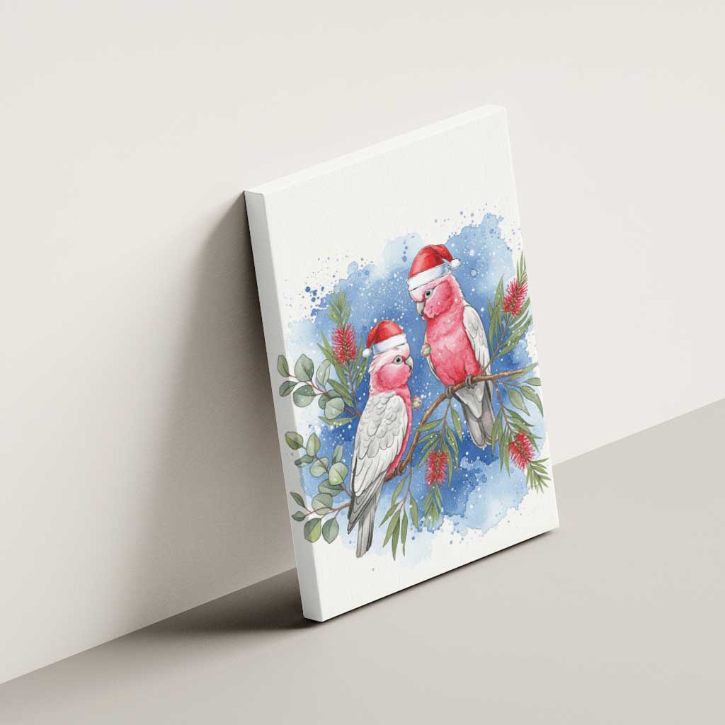 Australia Christmas Canvas Wall Art Aussie Galah Santa Watercolor Style - Aussie Hoodie