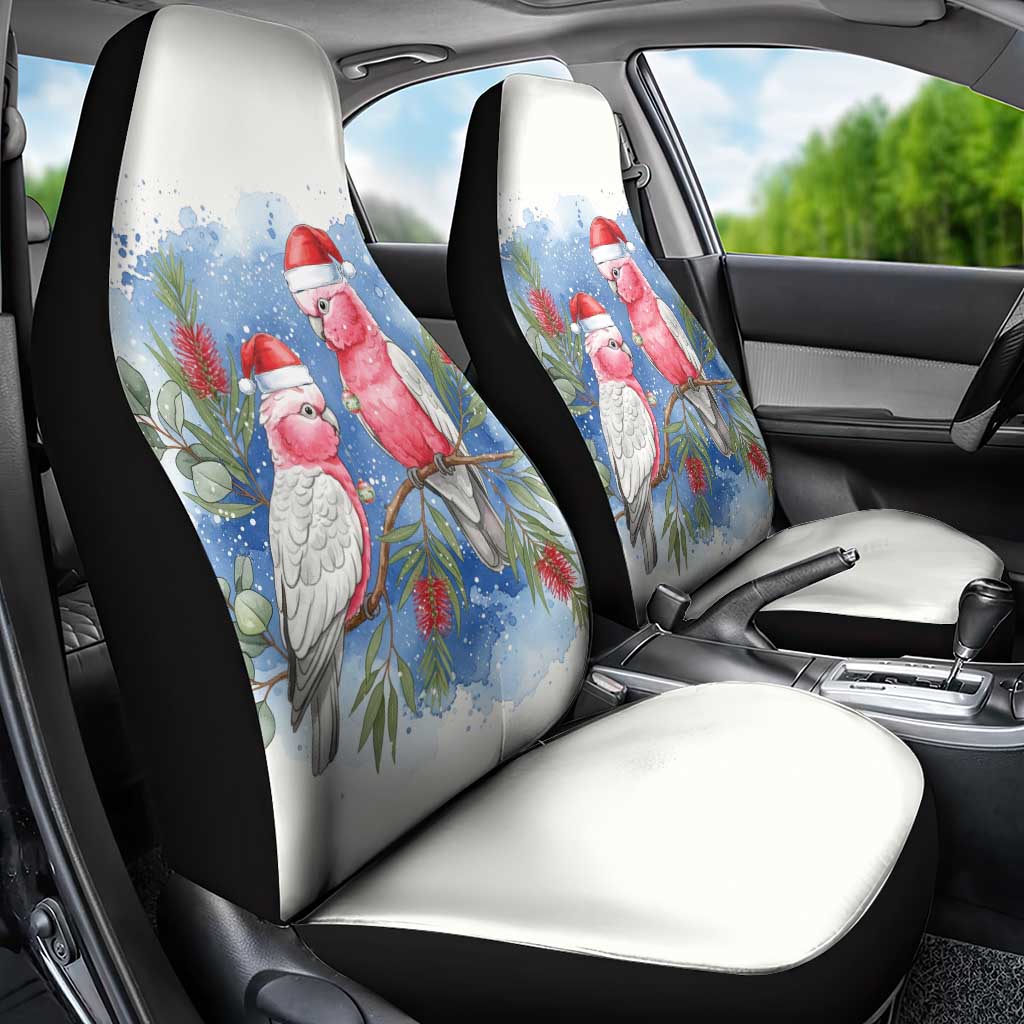 Australia Christmas Car Seat Cover Aussie Galah Santa Watercolor Style - Aussie Hoodie