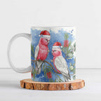 Australia Christmas Ceramic Mug Aussie Galah Santa Watercolor Style - Aussie Hoodie