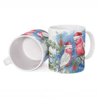 Australia Christmas Ceramic Mug Aussie Galah Santa Watercolor Style - Aussie Hoodie