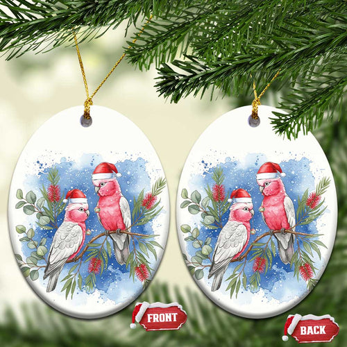 Australia Christmas Ceramic Ornament Aussie Galah Santa Watercolor Style - Aussie Hoodie