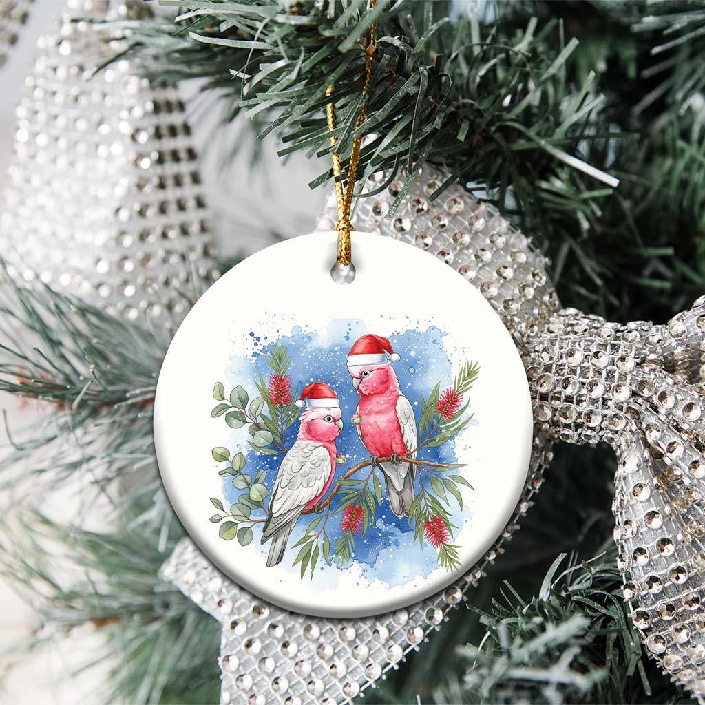 Australia Christmas Ceramic Ornament Aussie Galah Santa Watercolor Style - Aussie Hoodie