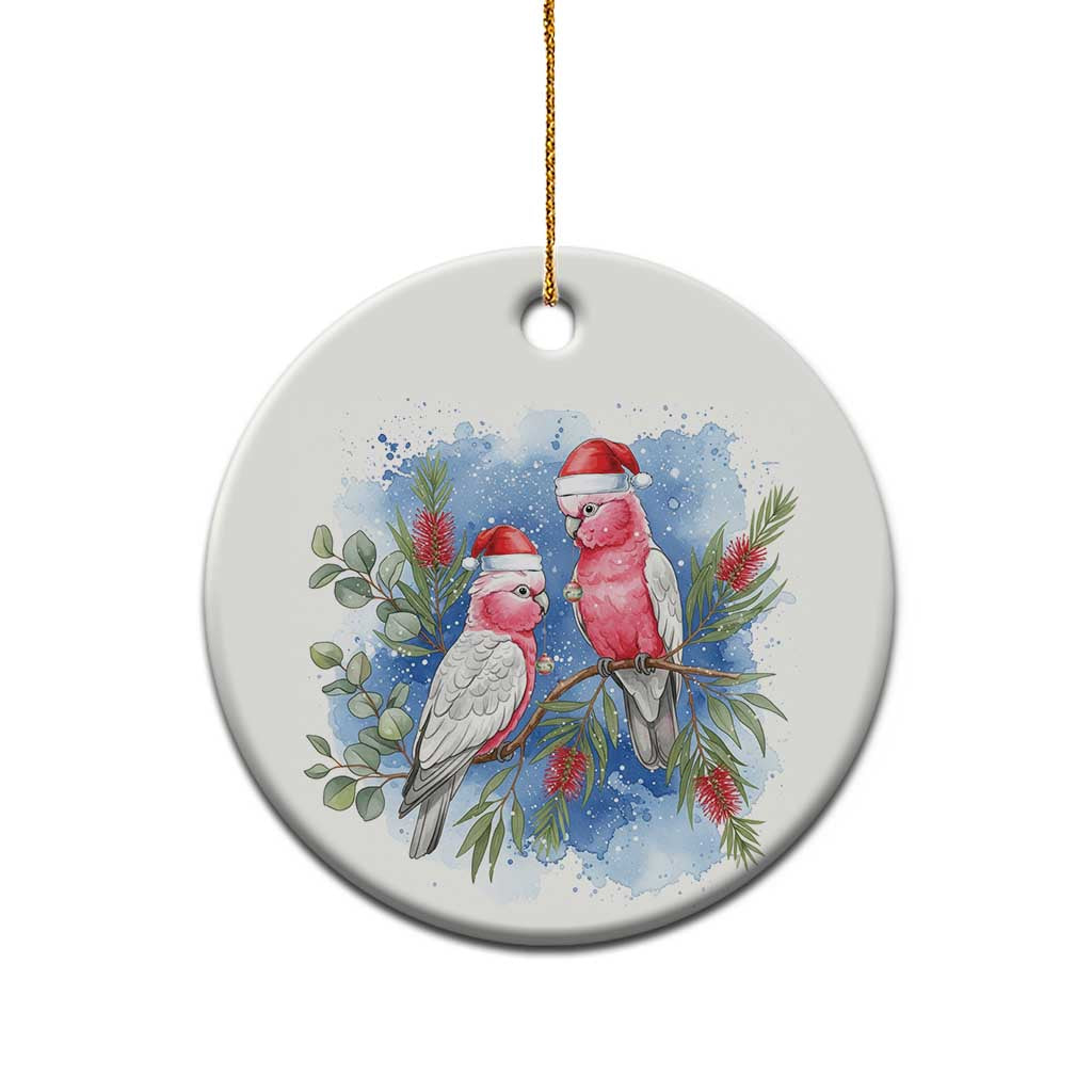 Australia Christmas Ceramic Ornament Aussie Galah Santa Watercolor Style - Aussie Hoodie