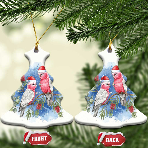 Australia Christmas Ceramic Ornament Aussie Galah Santa Watercolor Style - Aussie Hoodie