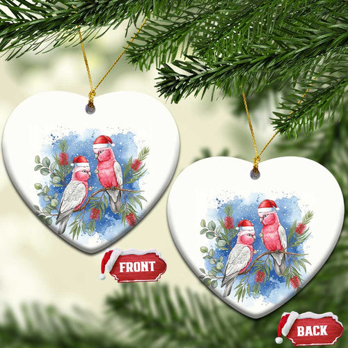 Australia Christmas Ceramic Ornament Aussie Galah Santa Watercolor Style - Aussie Hoodie