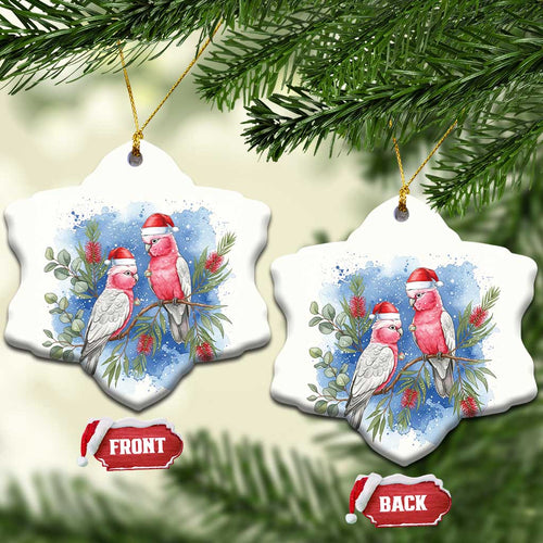 Australia Christmas Ceramic Ornament Aussie Galah Santa Watercolor Style - Aussie Hoodie