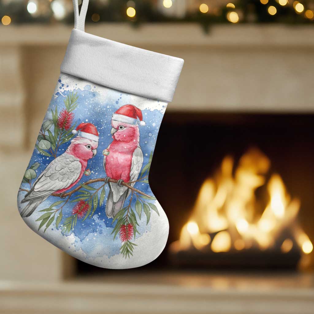 Australia Christmas Stocking Aussie Galah Santa Watercolor Style - Aussie Hoodie