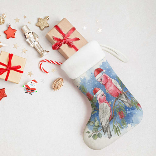 Australia Christmas Stocking Aussie Galah Santa Watercolor Style - Aussie Hoodie
