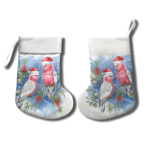 Australia Christmas Stocking Aussie Galah Santa Watercolor Style - Aussie Hoodie