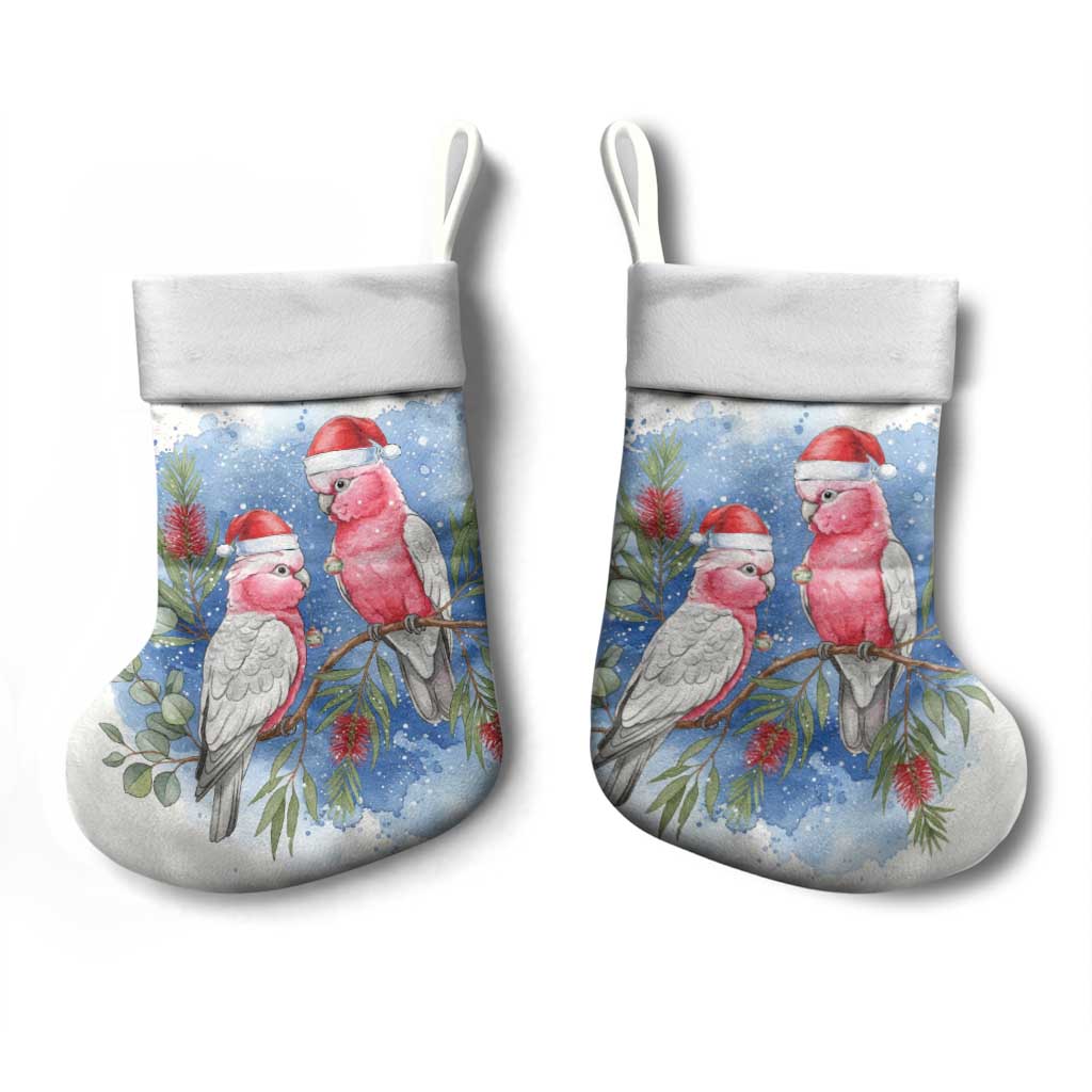 Australia Christmas Stocking Aussie Galah Santa Watercolor Style - Aussie Hoodie