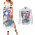 Australia Christmas Couples Matching Summer Maxi Dress and Long Sleeve Button Shirt Aussie Galah Santa Watercolor Style - Aussie Hoodie