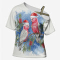 Australia Christmas Cross Shoulder Shirt Aussie Galah Santa Watercolor Style - Aussie Hoodie
